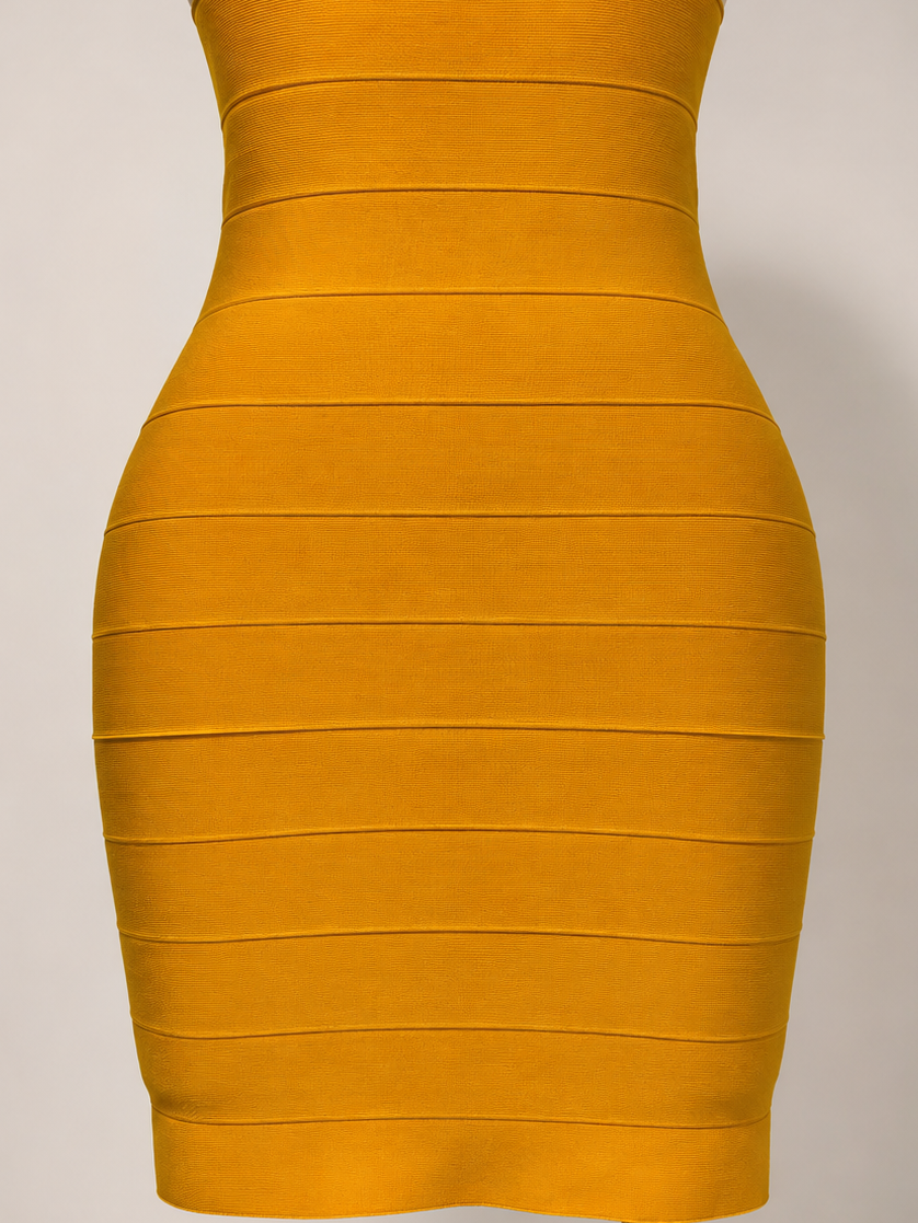 VERDE mini bandage bodycon orange dress