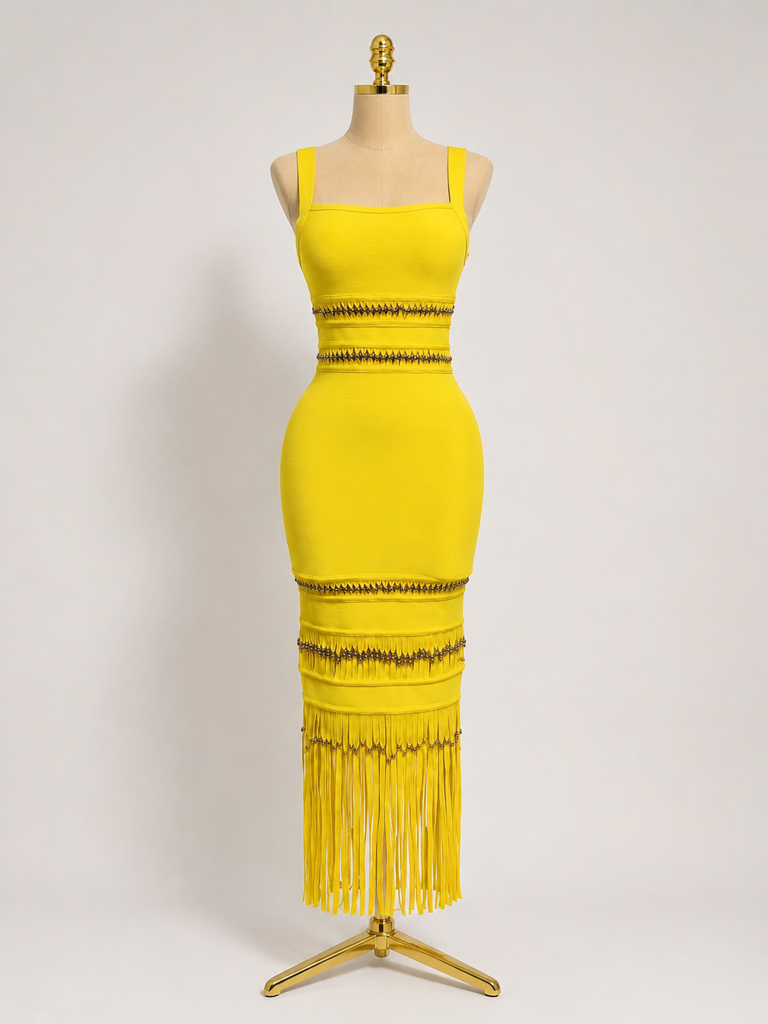 ALIÄ Yellow Maxi Tassel Bandage