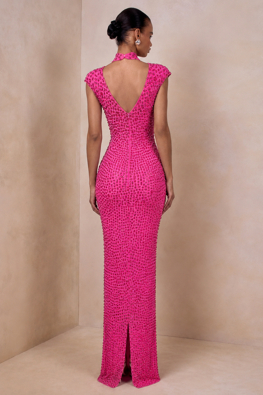 AMIRA Pink Embellished Maxi Dress