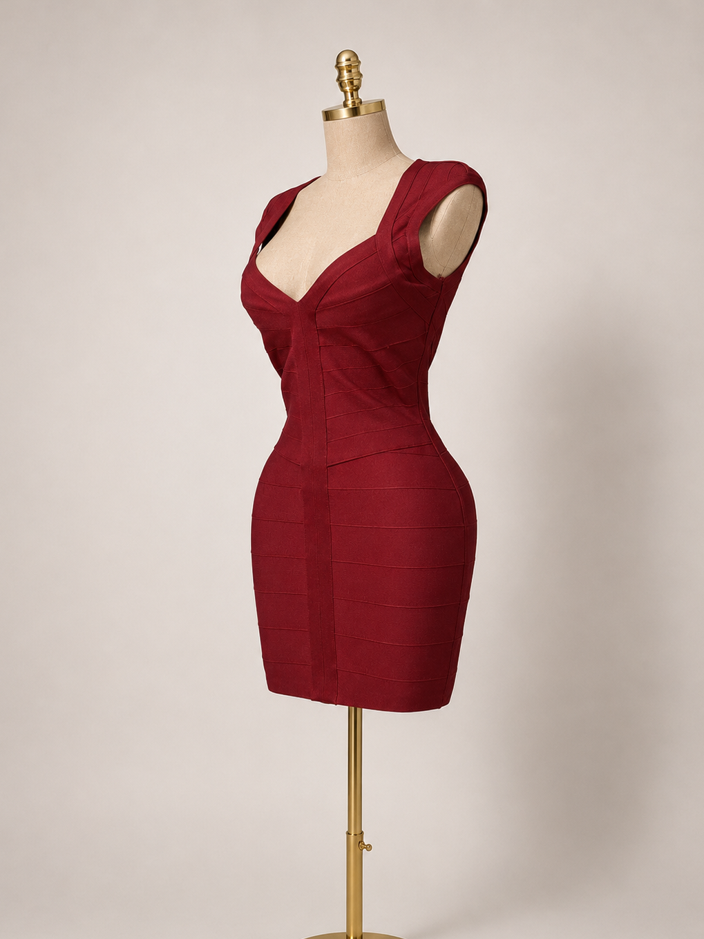 JAYLA Mini Bandage V Neck Dress Berry Red