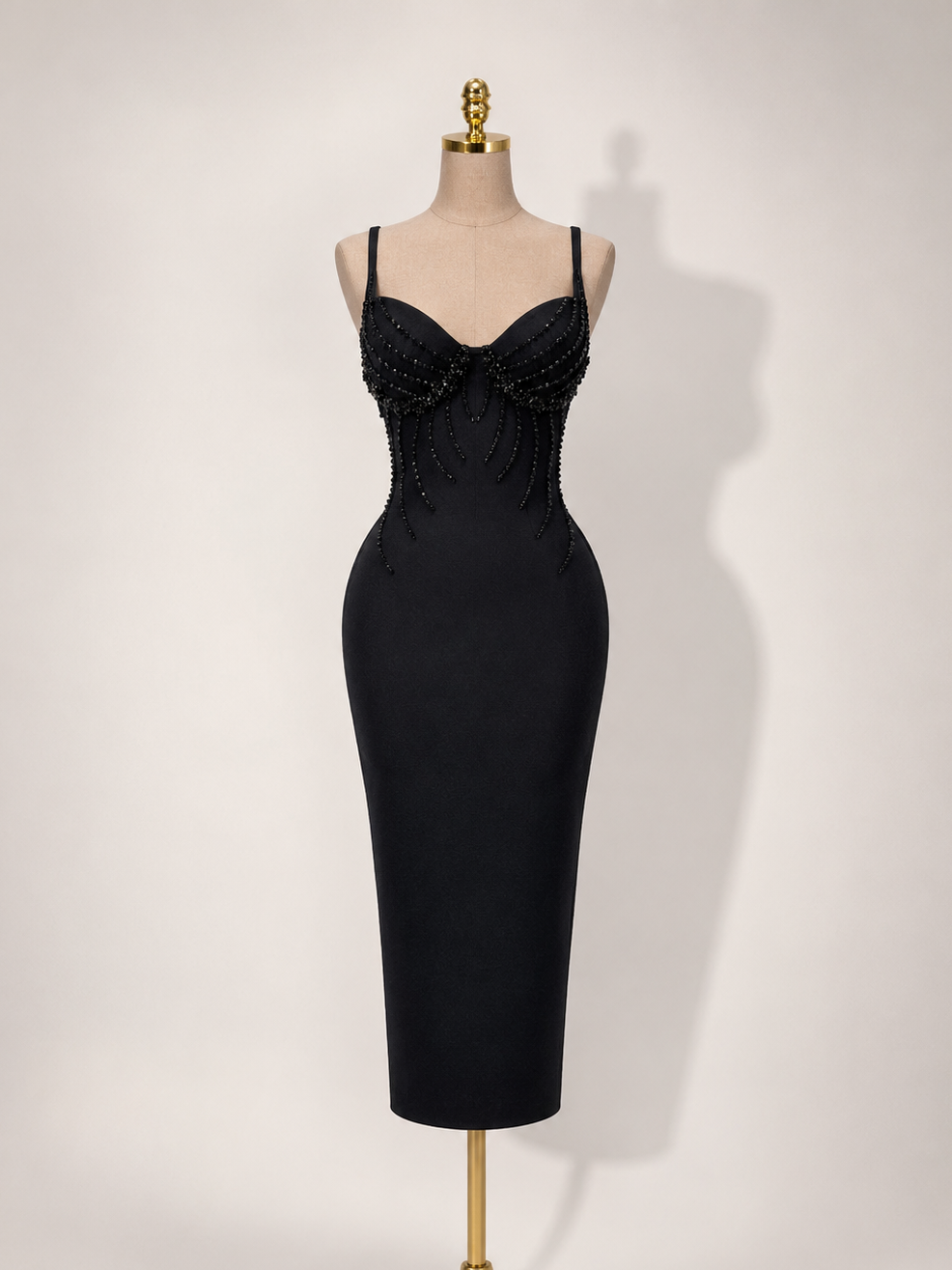 DARLING Sweetheart neckline with embellished detailing Black Maxi Dress