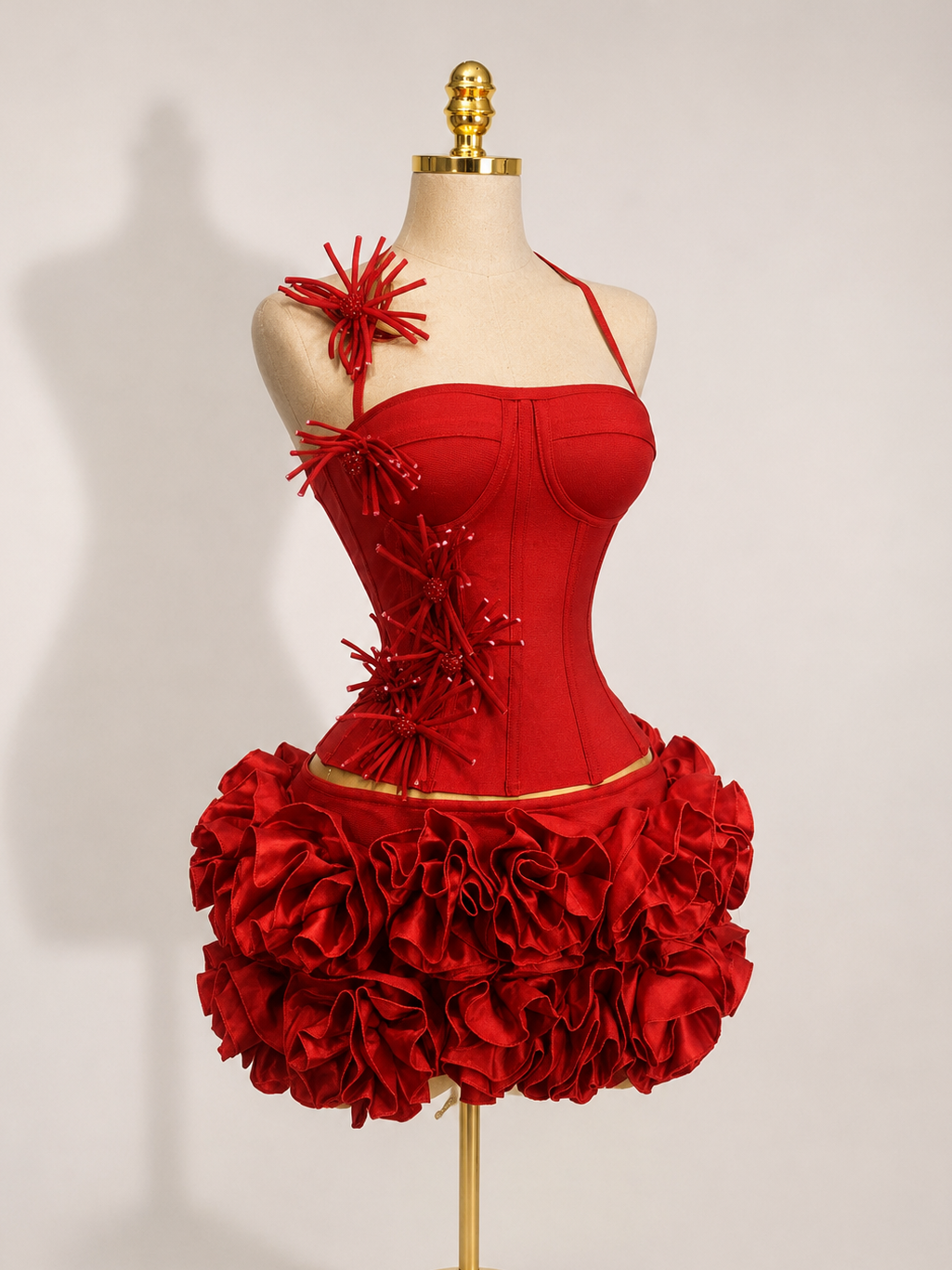 PIXIE Halter Bodycon Co-ord Set Red
