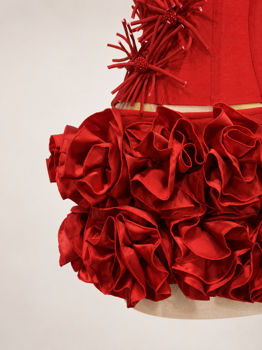 PIXIE Halter Bodycon Co-ord Set Red