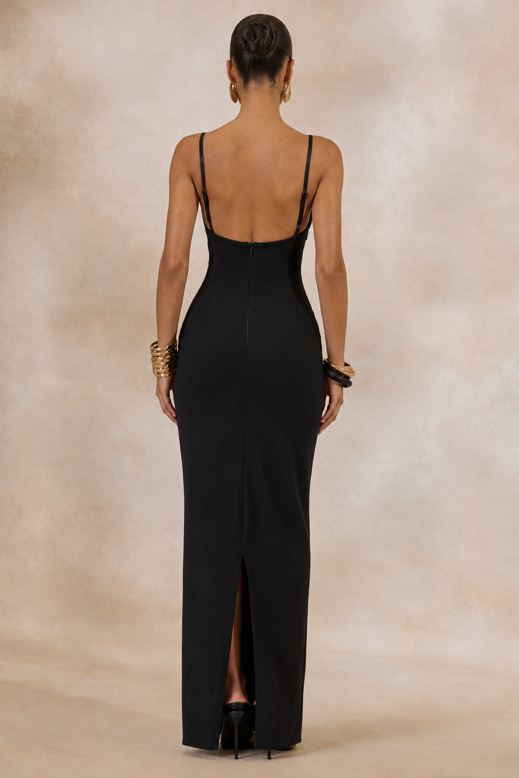 DARLING Sweetheart neckline with embellished detailing Black Maxi Dress