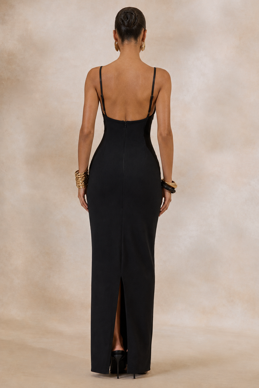 DARLING Sweetheart neckline with embellished detailing Black Maxi Dress