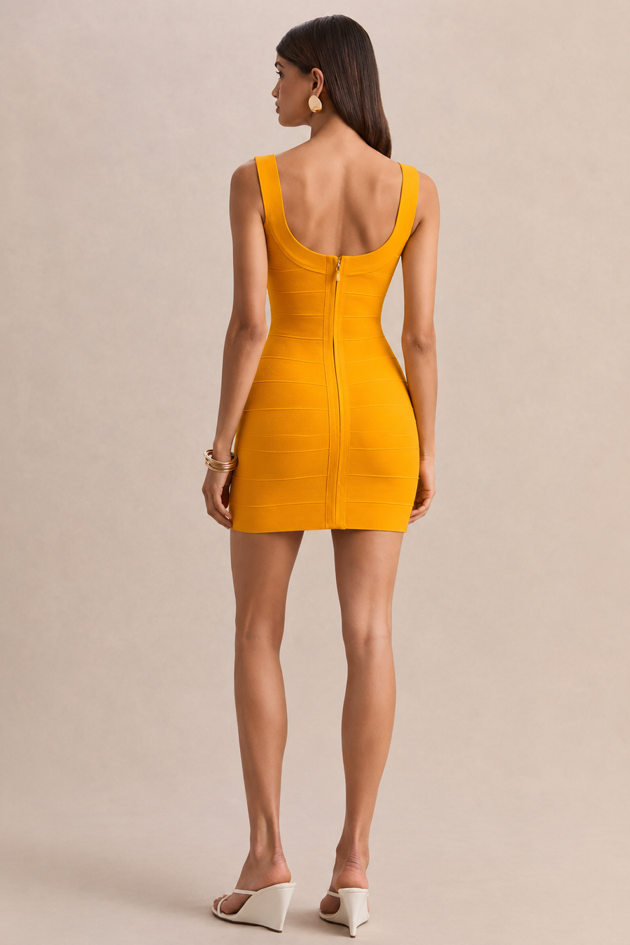 VERDE mini bandage bodycon orange dress