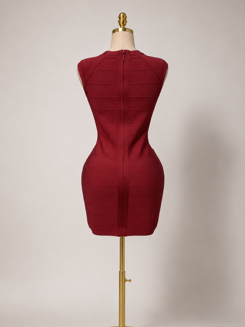 JAYLA Mini Bandage V Neck Dress Berry Red