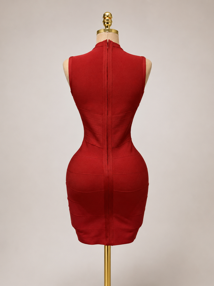 CHERRIE Cut out Red bandage dress