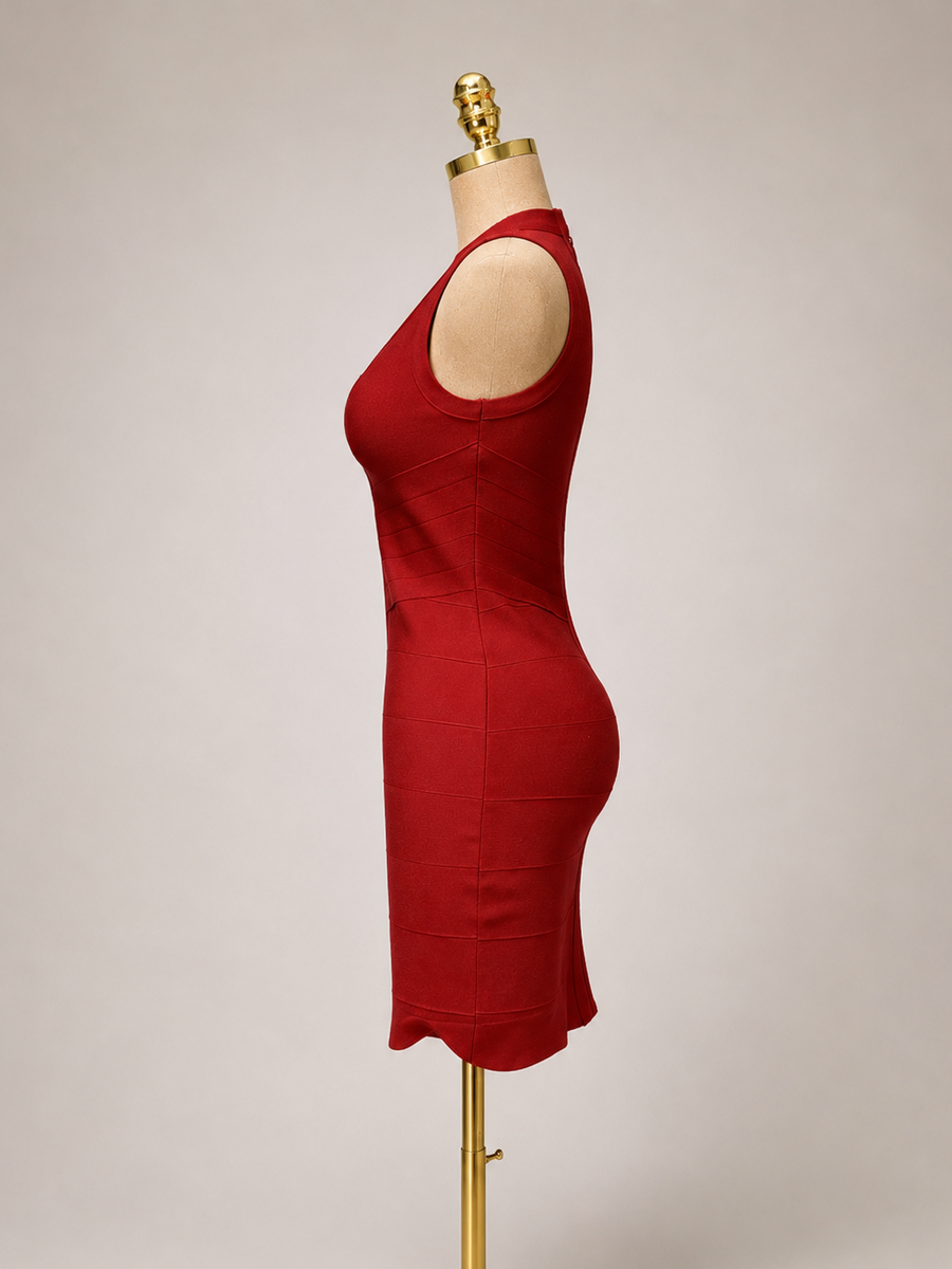 CHERRIE Cut out Red bandage dress