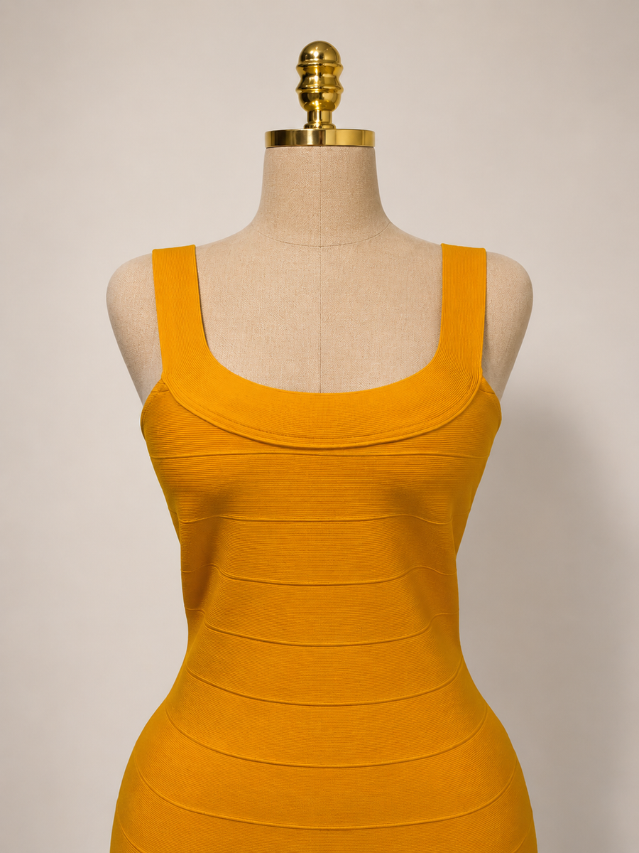 VERDE mini bandage bodycon orange dress