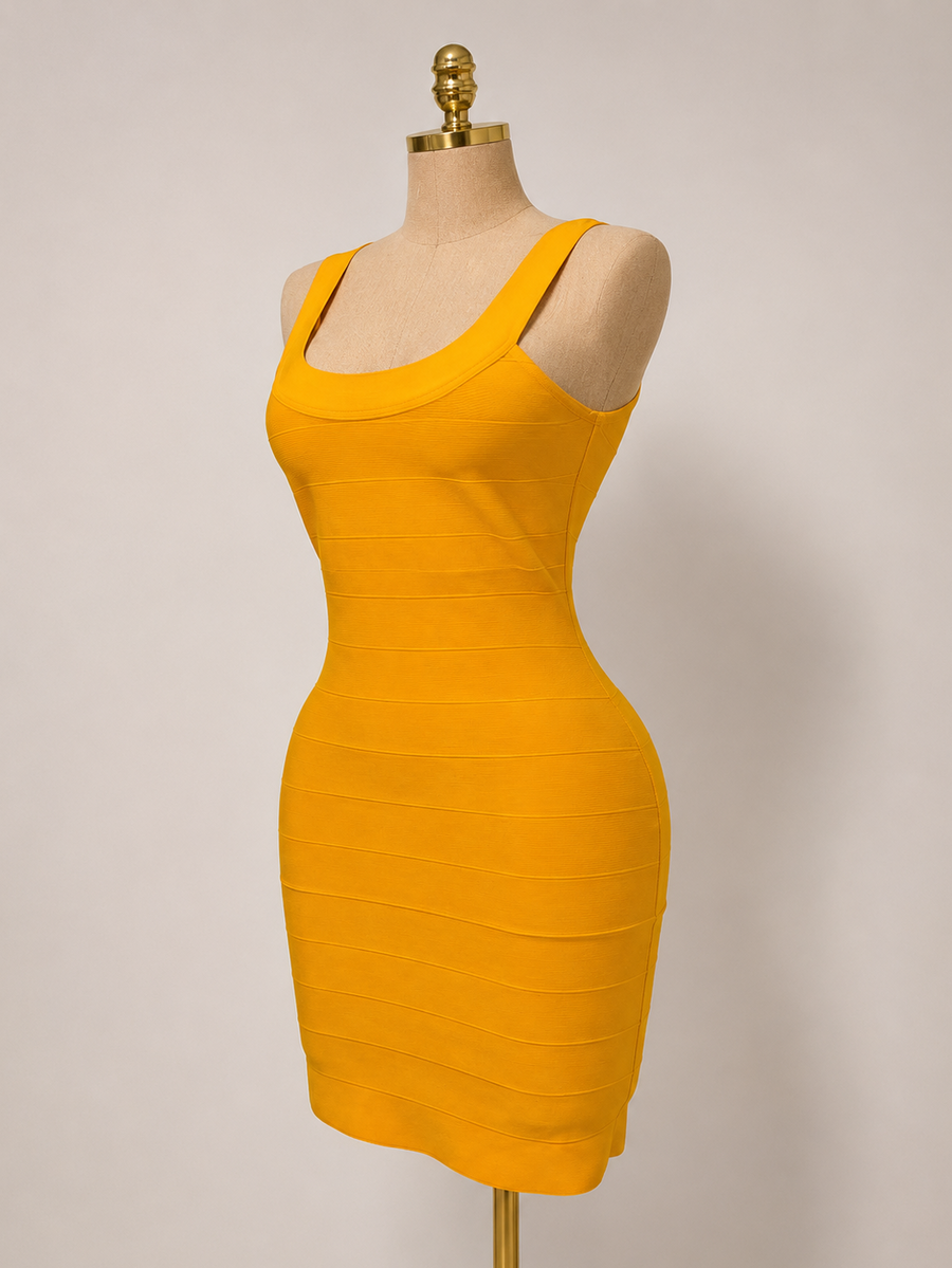 VERDE mini bandage bodycon orange dress